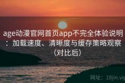 age动漫官网首页app不完全体验说明：加载速度、清晰度与缓存策略观察（对比后）
